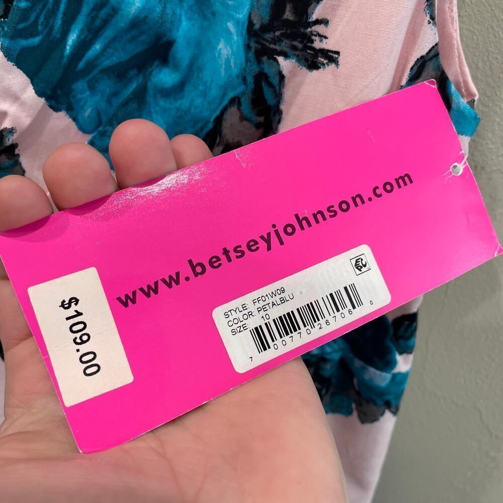 NWT Betsey Johnson Petal Blue Floral Pink Mini Dress - Size: 10 - Picture 10 of 13